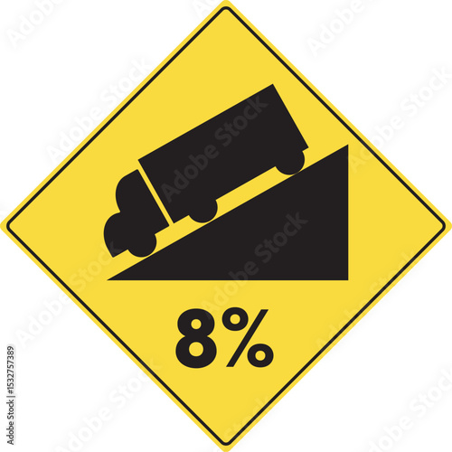 Truck Down Hill Warning Sign (Percent Grade)