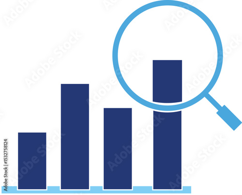 Business analysis vector graph with magnifying glass