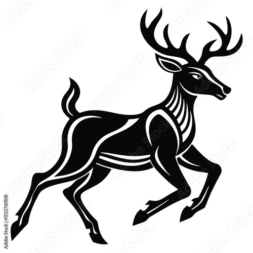 Majestic Running Deer Elegant Black and White Celtic Knotwork Design