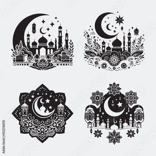 set of floral design elements