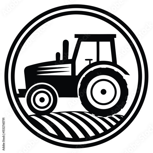 Farm Tractor Icon Agriculture and Farming Symbol