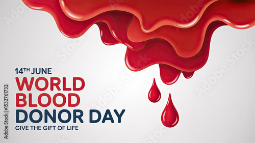Celebrate World Blood Donor Day with a powerful graphic A blood drop encompassing a world map promotes global blood donation awareness, transparent background