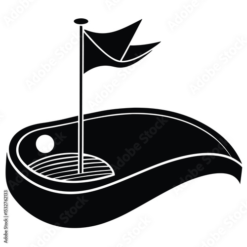 Miniature Golf Course Hole Icon Simple Black Silhouette Design