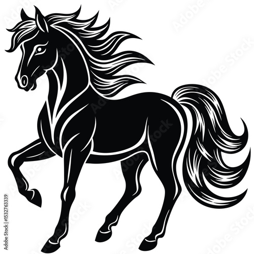 Majestic Stallion Black Horse Illustration