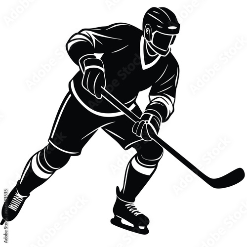 Ice Hockey Player Action Silhouette