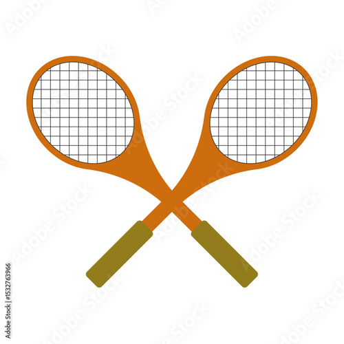 Two Wooden Table Tennis Rackets Crossed Icon Flat Vector