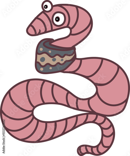 Cartoon earthworm isolated on white background