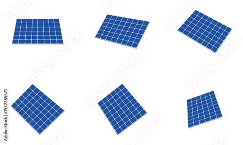 isometric solar panels vector with different view. vector illustration isolated on white background.