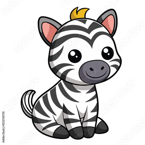 Adorable cartoon baby zebra sitting illustration