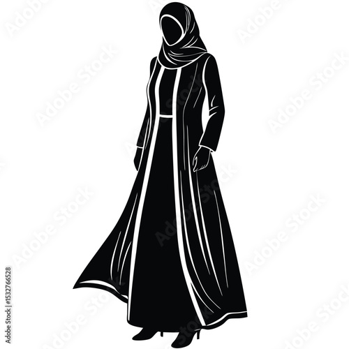 Elegant Muslim Woman in Abaya Silhouette