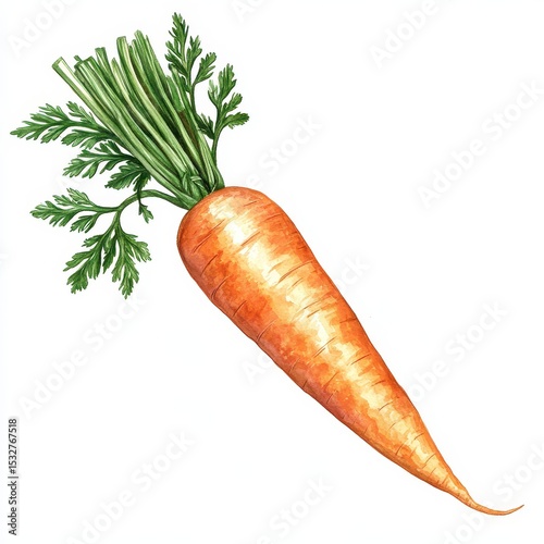 Artistic Carrot. Handcrafted Botanical Illustration Featuring Realistic Watercolor and Pencil Techniques