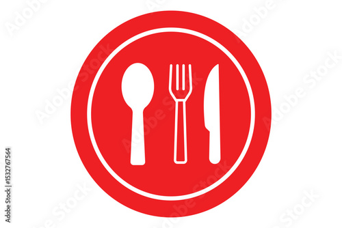 Fork, knife and plate icons set