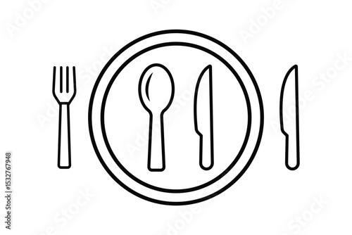 Silverware solid monochrome icon set. Fork, Spoon