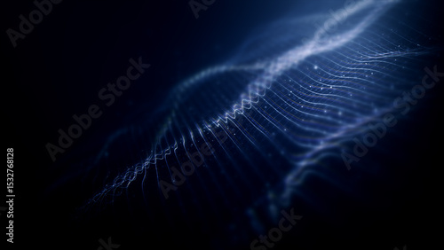 Fototapeta Naklejka Na Ścianę i Meble -  Abstract particle motion with vibrant colors, digital flowing particles, VR, futuristic sci-fi, tech innovation, and immersive cyber space background