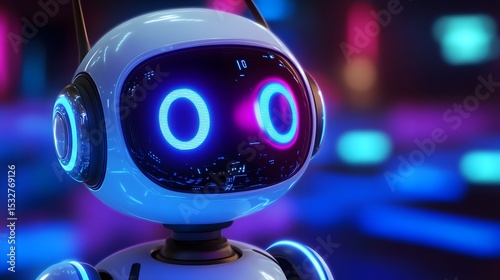 Modern robot wearing headphones conceptualizing the role of ai assistant icon for efficient online customer service solutions