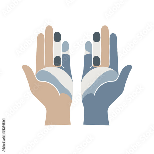 Open hands raised upward for healing and mindfulness practices
