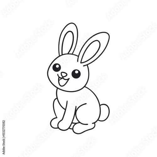 Bunny Giggling Under a Tulip Coloring Sheet