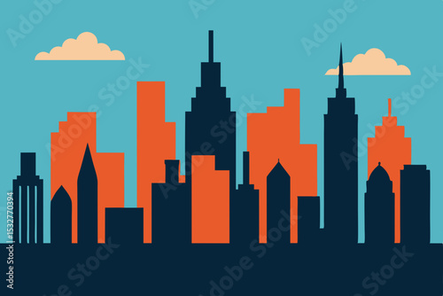 Majestic Cityscape A Stunning Silhouette of Urban Architecture