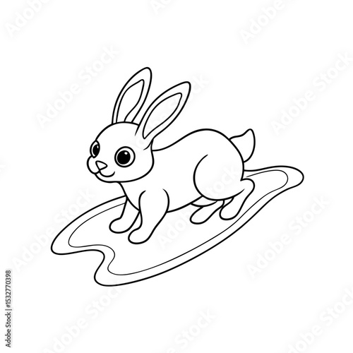 Bunny Gliding Down a Slide Coloring Page