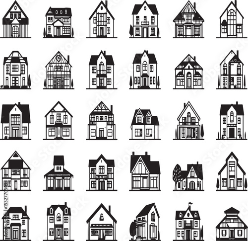 Charming House Icons Collection – Classic and Detailed Vector Homes