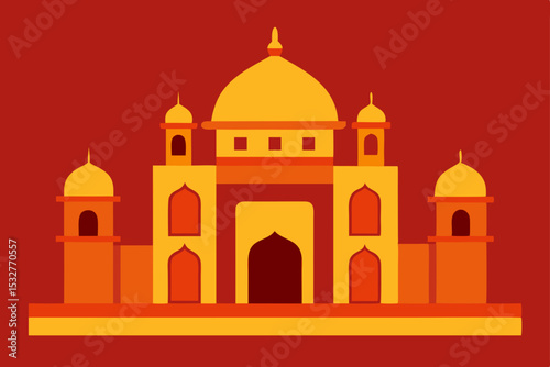 Majestic Indian Palace A Vibrant Illustration of Architectural Grandeur