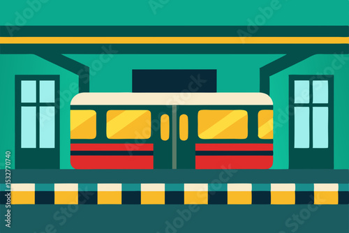 City Subway Train Station Urban Transportation Design Illustration
