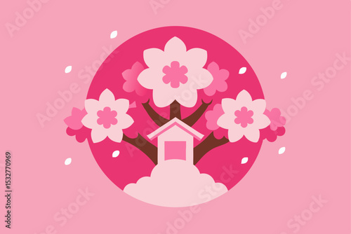Pink floral Easter greeting card with a heart pattern illustration