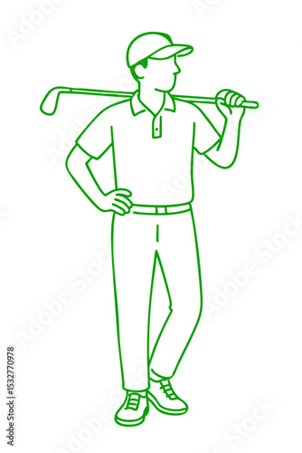 Golf Player Club Rest on Shoulder – Casual standing pose, club across shoulders