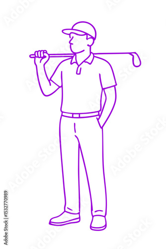 Golf Player Club Rest on Shoulder – Casual standing pose, club across shoulders