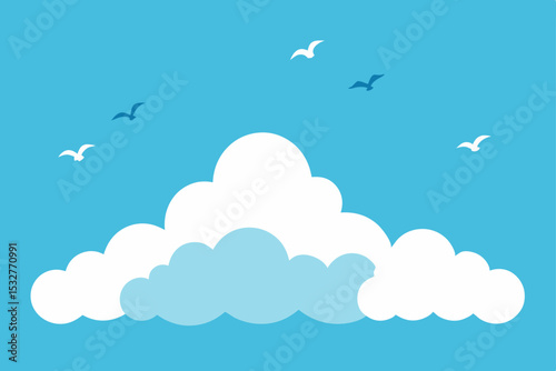 Seamless bright blue sky and cloudscape pattern illustration for summer design