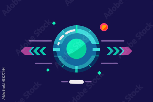 Abstract technology vector background with futuristic digital globe and gear network illustration
