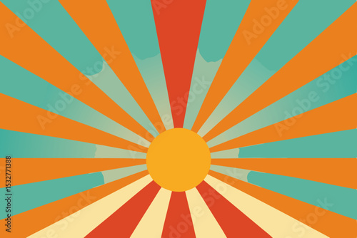 Retro Sunburst Design Vintage Rays Background Illustration