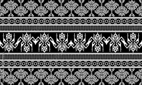 Pixel art ethnic, Pattern fabric pixel, design for background, clothing, decorative, drapery, cloth embroidery, geometric pixel art, handcraft, wallpaper, carpet, bag, card, cushions, Print, ethnic