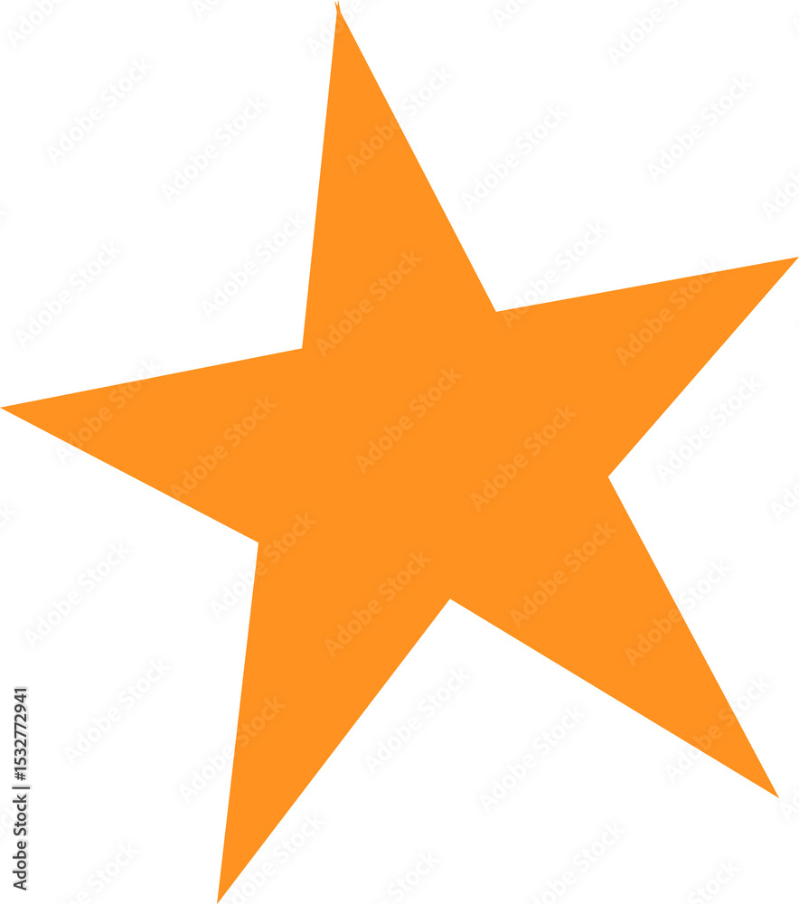 Obraz premium Orange five-pointed star is floating on transparent background, in flat vector style