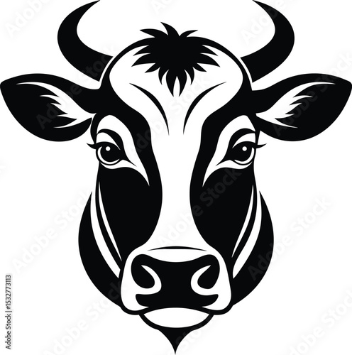 A collection of stylized cow head illustrations, showcasing different poses and a clean, graphic aesthetic