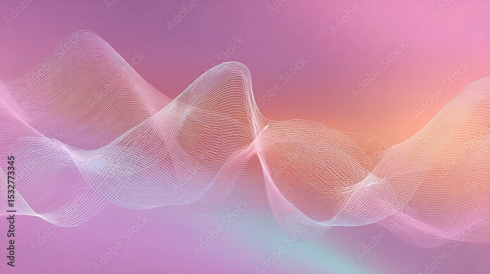Fototapeta premium Soft Pastel Gradient Background with Wavy Lines and Curves