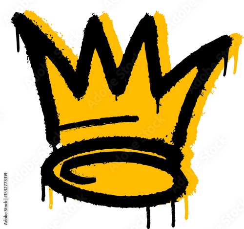 Crown is being shown in brush-stroke style, dripping paint splatters on transparent background