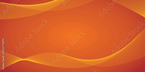 Vibrant abstract orange background with smooth yellow wave lines.