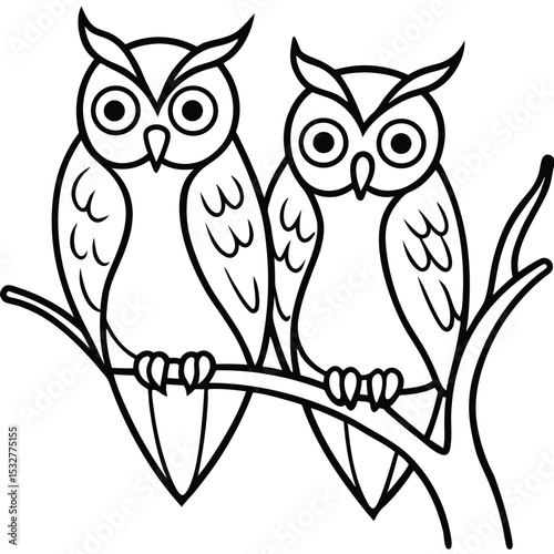 Two/ a couple of  owls feels love -Adobe Illustrator Artwork