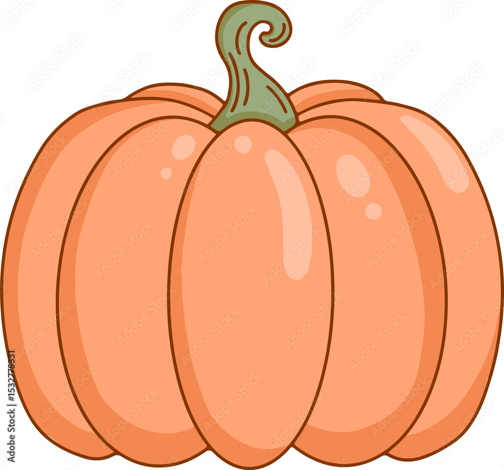 Naklejka premium Flat pumpkin gourd is floating on transparent background, showing segmented body and curly stem