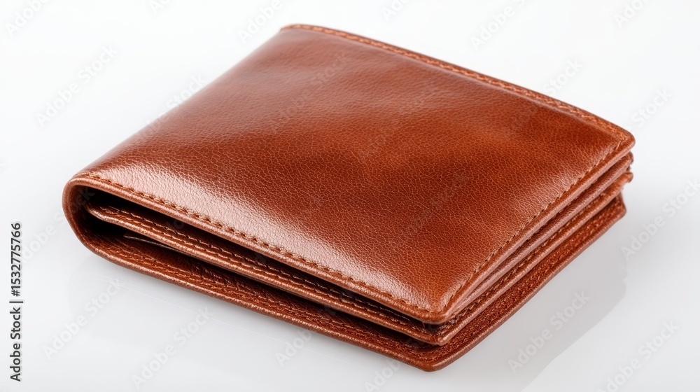 Classic brown leather wallet, a closeup view of timeless craftsmanship and elegant design Classic brown leather wallet, a closeup view of timeless craftsmanship and elegant design