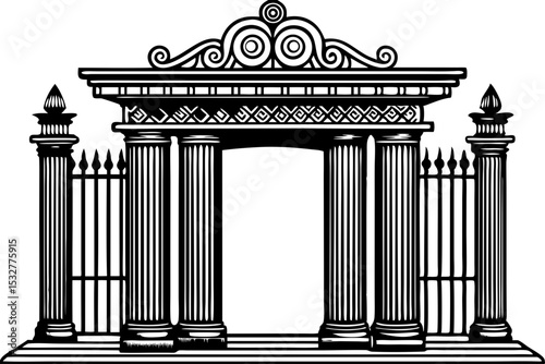 Grand Classical Archway Gate Design Architectural Illustration