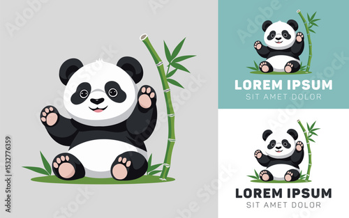 Chubby Panda Holding Fresh Bamboo With Joyful Face