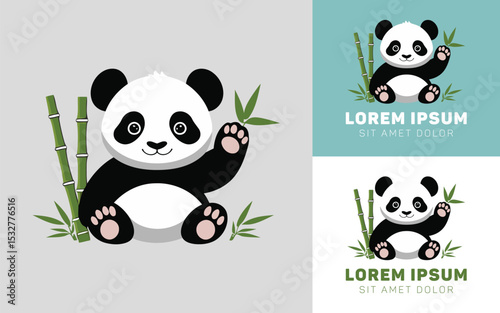 Adorable Panda Sitting Happily While Eating Bamboo Sticks