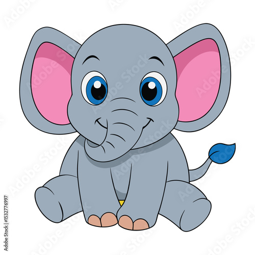 Cute baby elephant Cartoon vector illustration