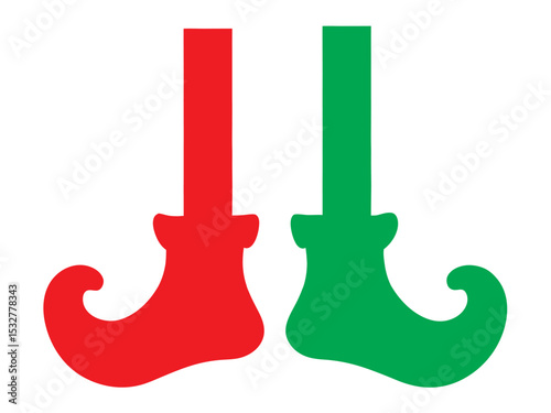 Cute Elf vector, icon illustration on white background Christmas elf and boots Christmas elf feet set.
