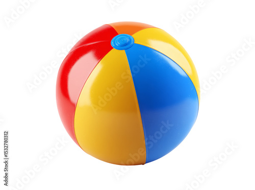 Colorful inflatable beach ball summer fun toy, Isolated On Transparent Background