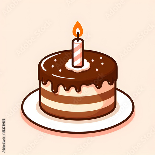 Delicious vector illustration of a birthday cake with lit candles, perfect for a sweet celebration