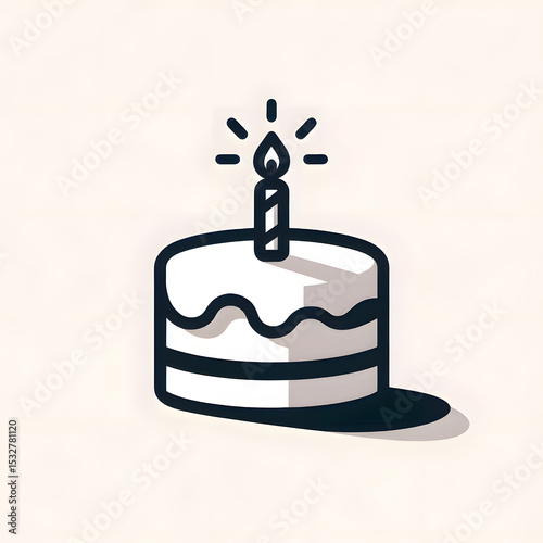 Delicious cartoon vector illustration of a birthday cake with candles, perfect for a happy celebration party design