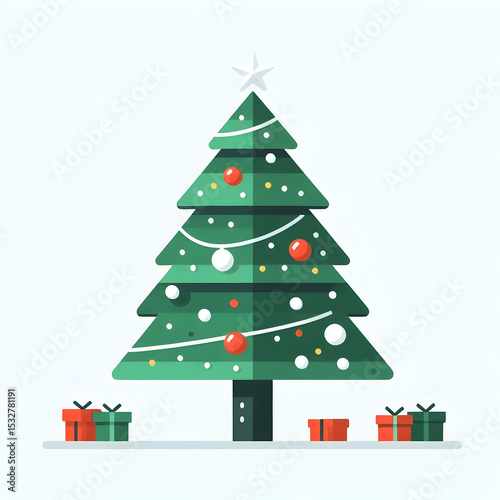 Christmas tree with gifts, festive holiday decoration for new year celebration